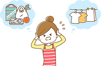 忙しそうな主婦のイラスト