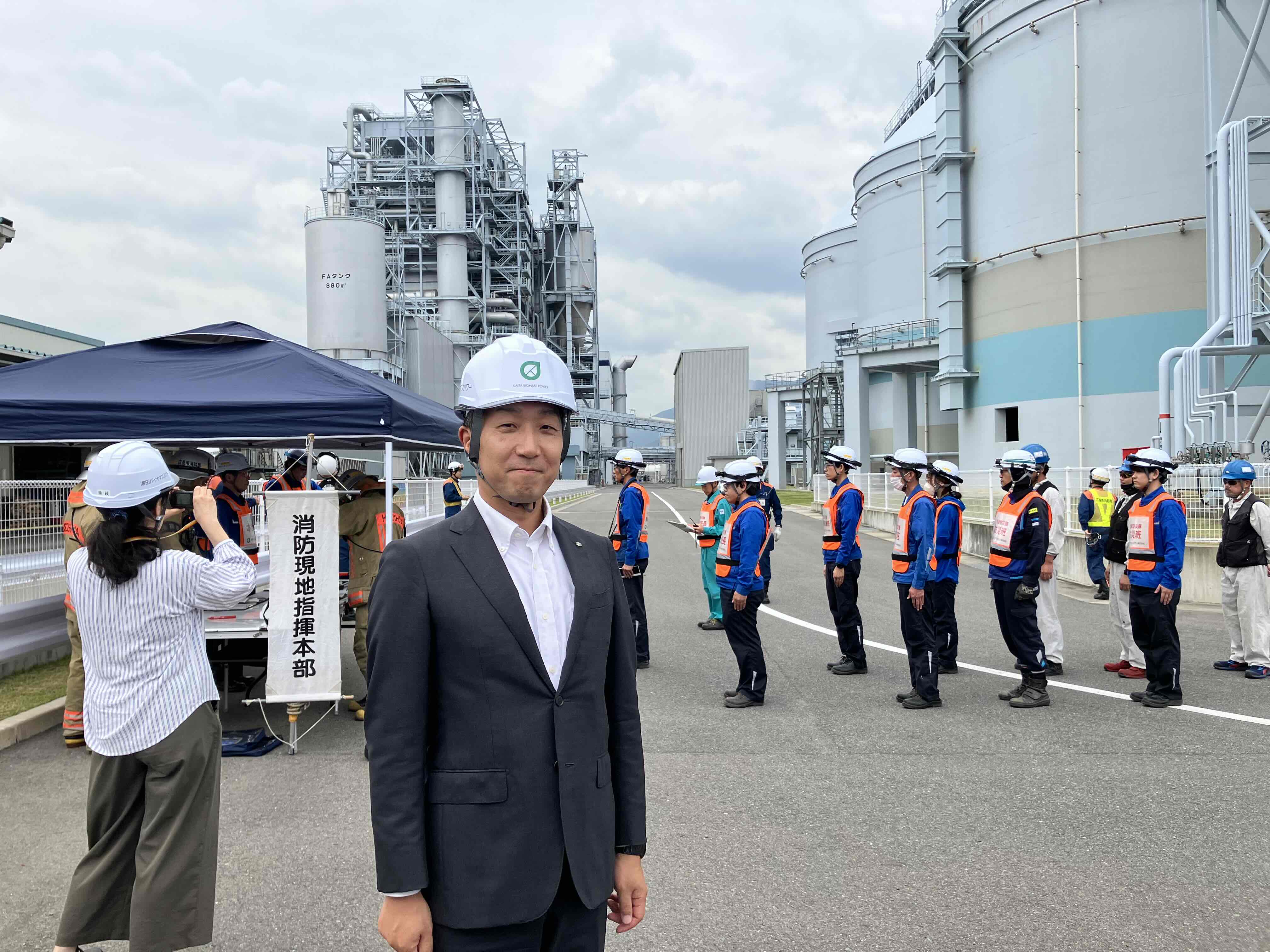 町長がバイオマスパワー海田発電所を訪問