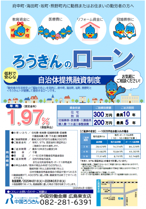 安芸郡４町提携融資制度チラシ